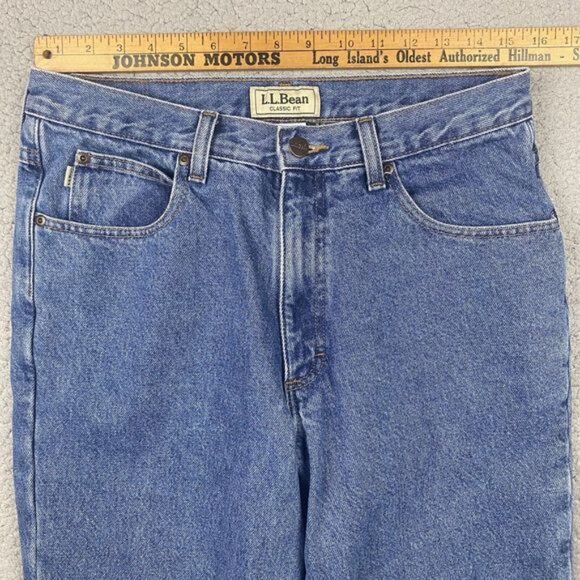Vintage 90s LL Bean Flannel Lined Jeans Mens 32 Classic Fit 33x32 (31x32 ACTUAL) - Picture 10 of 16